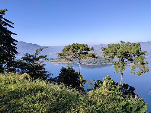 View of Umiam Lake or Barapani Lake from the view point at the end of November